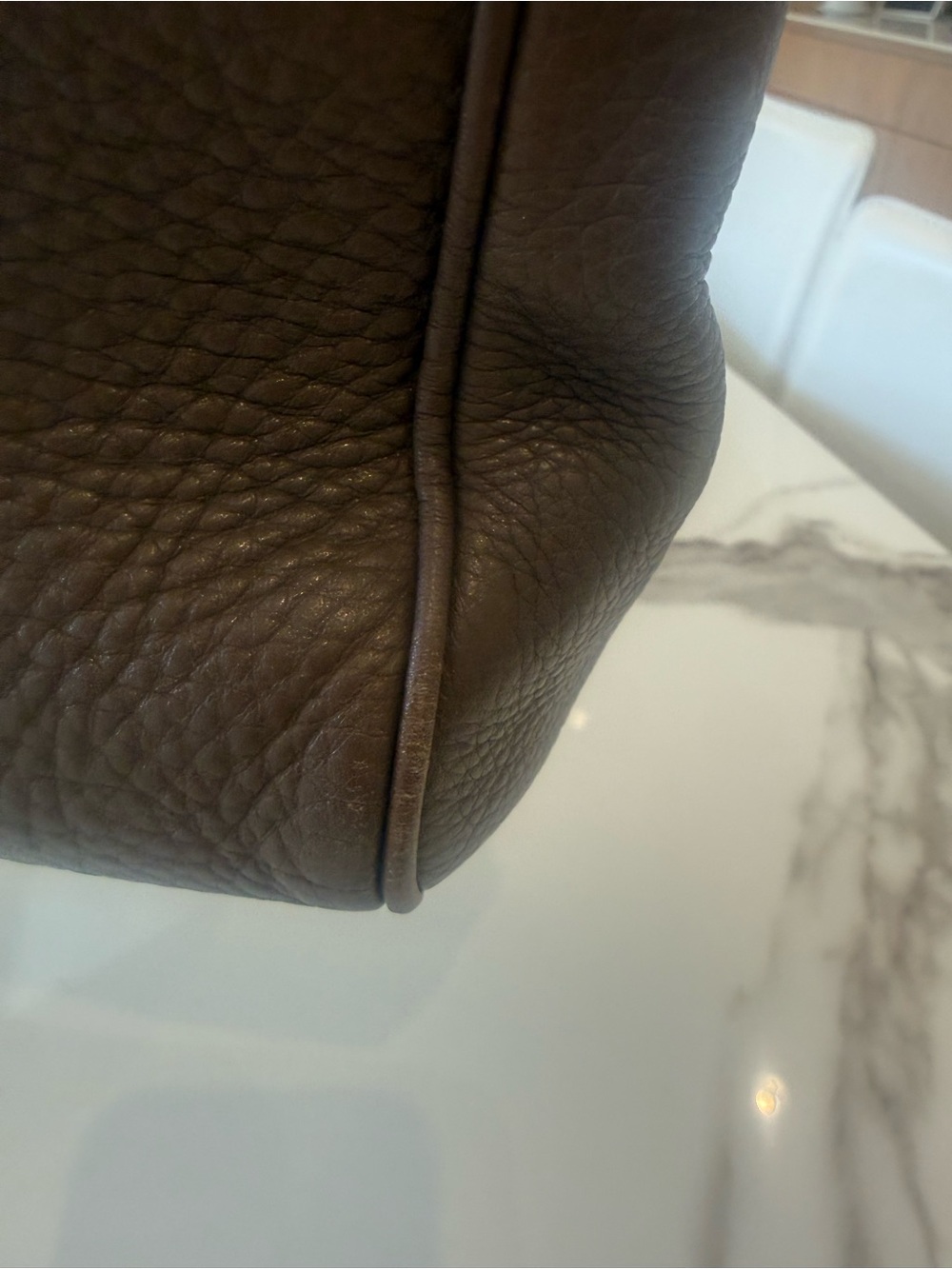 Gucci Brown Pebbled Leather Bamboo-Handle Satchel - Picture 5 of 9